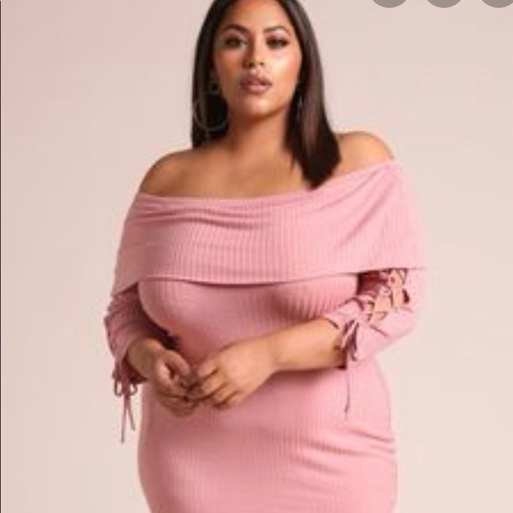 Deb Mauve Off the Shoulder Dress